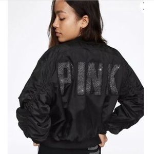 Black Glitter Bomber Jacket